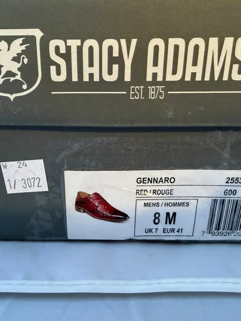 Stacy Adams  Men's Gennaro Wingtip Oxford - Red Leather Size 8M US   NIB